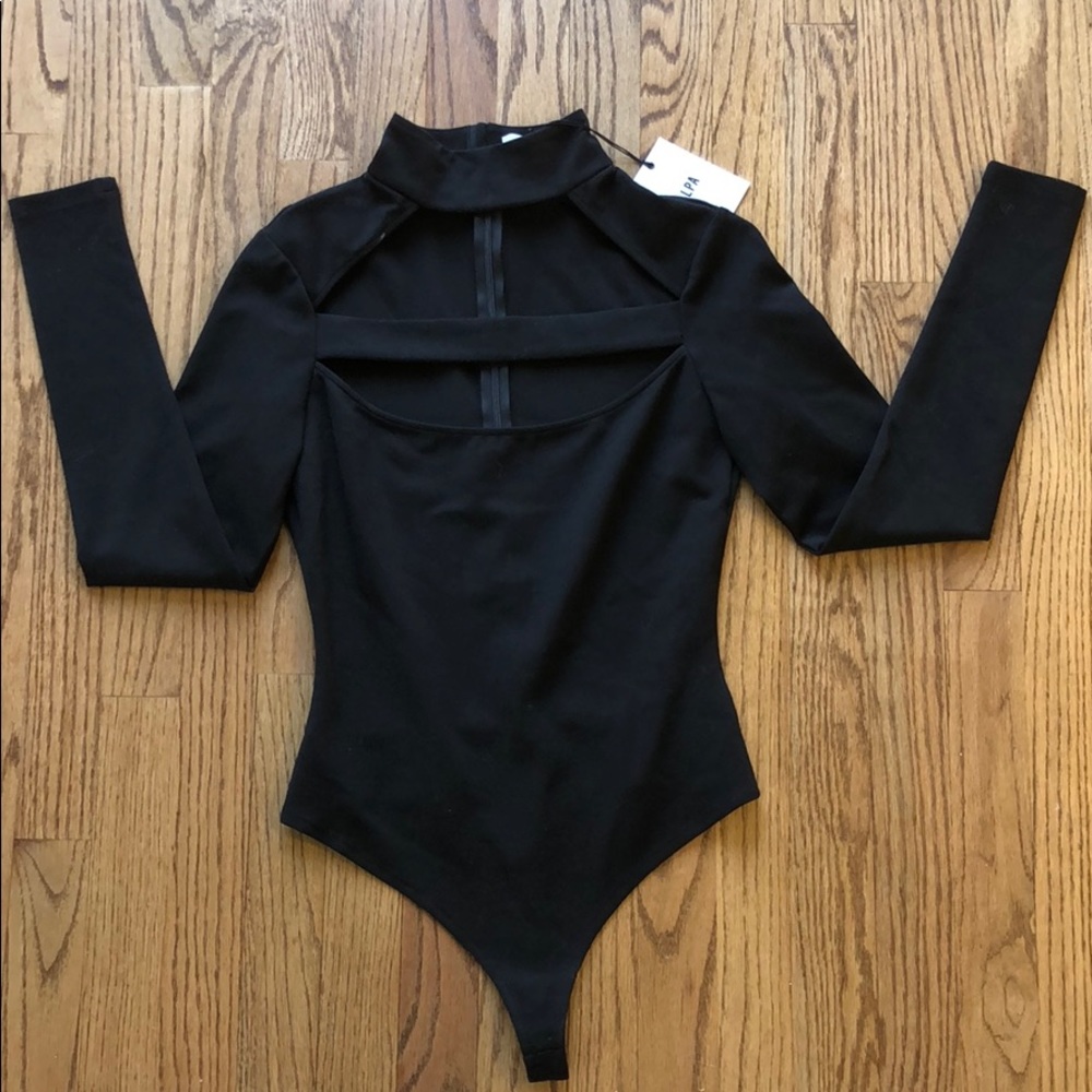 LPA long sleeve black sexy bodysuit thong
